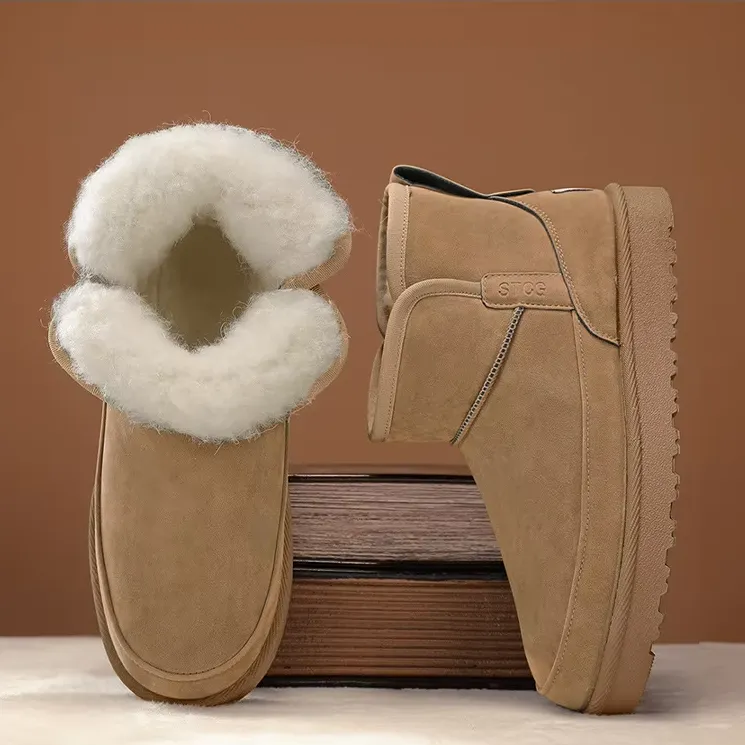 Warm Plush Casual Leather Winter Boots