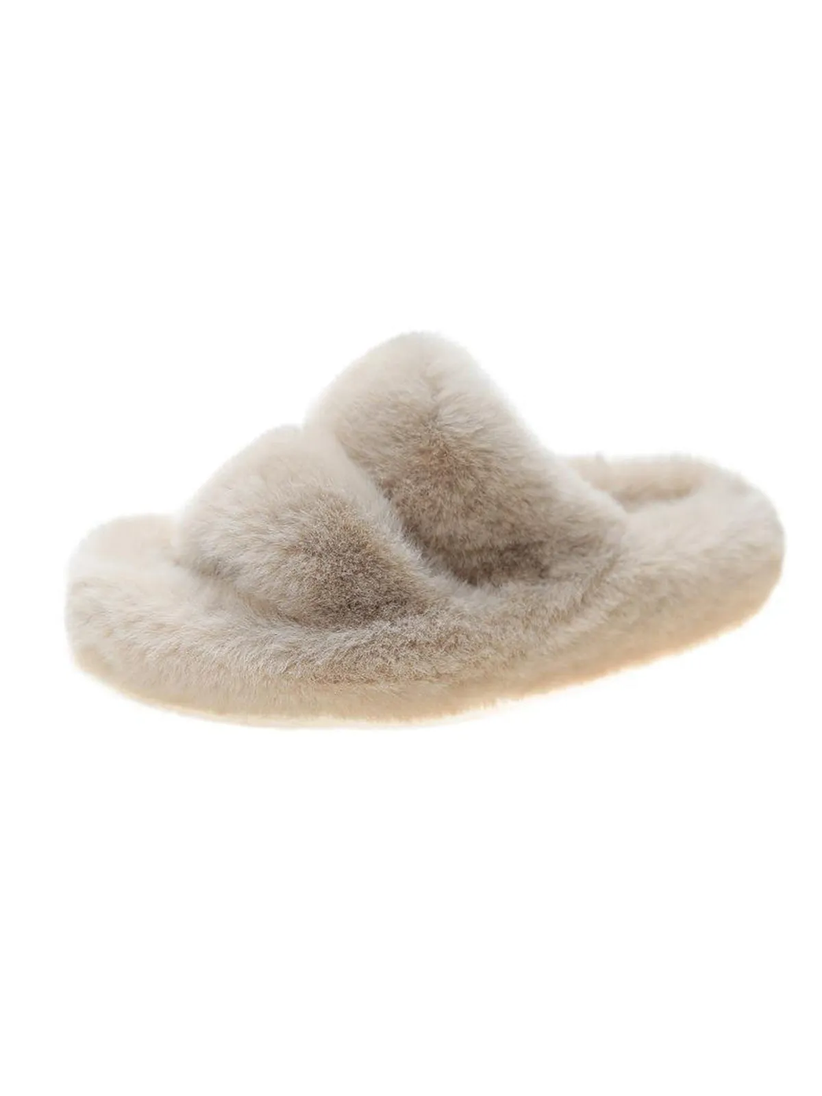 Winter Double Strap Fluffy Slippers