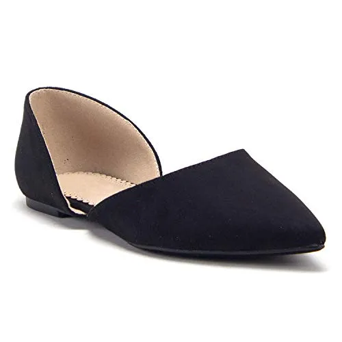 Women's Hedy-02 Pointed Toe Slip On D'Orsay Cut Out Ballet Flats Shoes