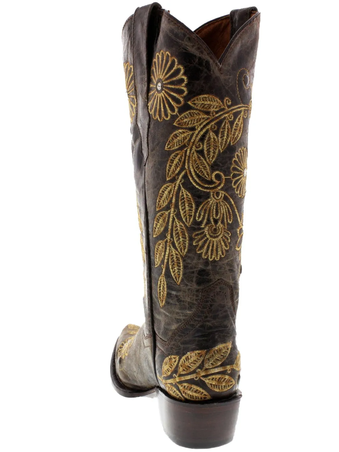 Womens Roma Brown Leather Cowboy Boots - Snip Toe