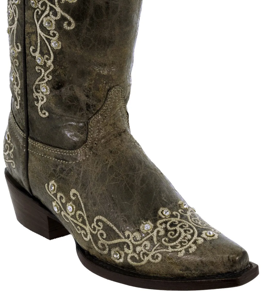 Womens Stella Brown Leather Western Boots - Snip Toe